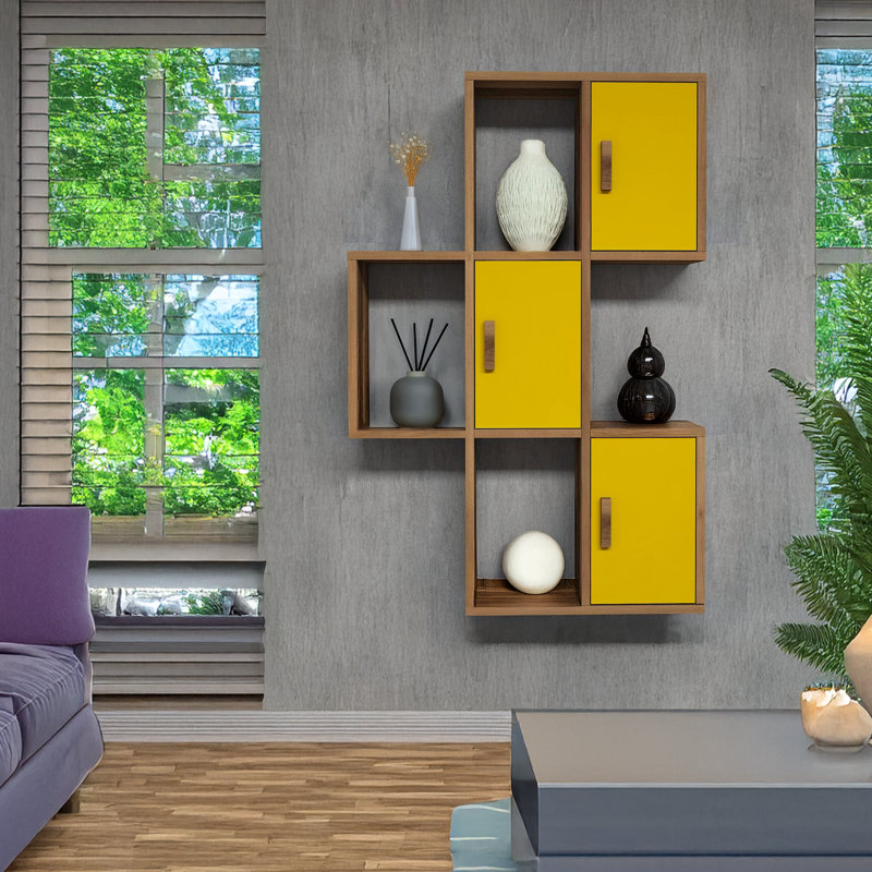SpiritHome Cubby Wall Shelf With 3 Cabinets | Wayfair